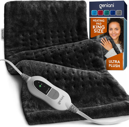 GENIANI Back Pain & Relaxation Gifts for Women – Electric Heating Pad for Back, Neck & Shoulders, Soft Microplush Electric Throw Heating Pad for Period Comfort, Fast Heating, Auto Shut Off, 12"x24"