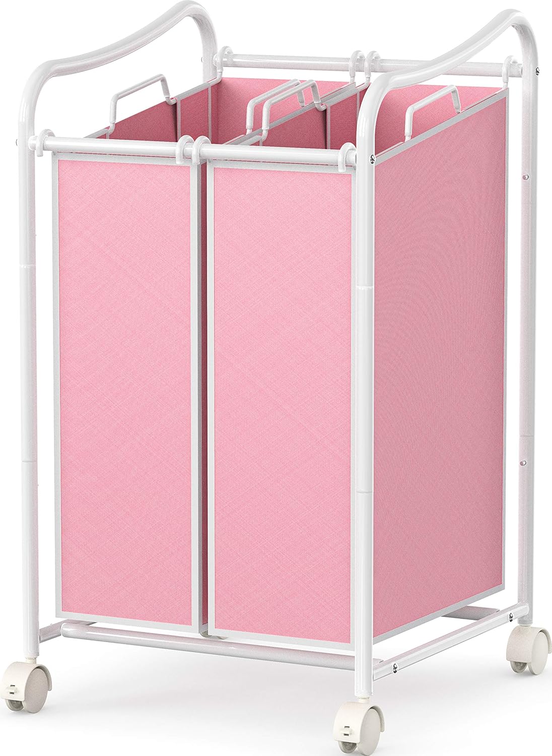 Simple Houseware 2-Bag Heavy Duty Laundry Sorter Rolling Cart, Dark Grey | Removable Bags and Lockable Wheels for Laundry Room Organization