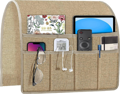 Joywell Remote Caddy Couch Remote Control Holder for Recliner Sofa Armrest Organizer Non Slip Arm Chair Caddie with 6 Pocket Storage for Magazine, Tablet, Phone, iPad, Black