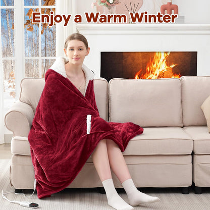 MAXEVE Heated Wearable Blanket with Foot Pocket & Sleeves Electric Snuggle