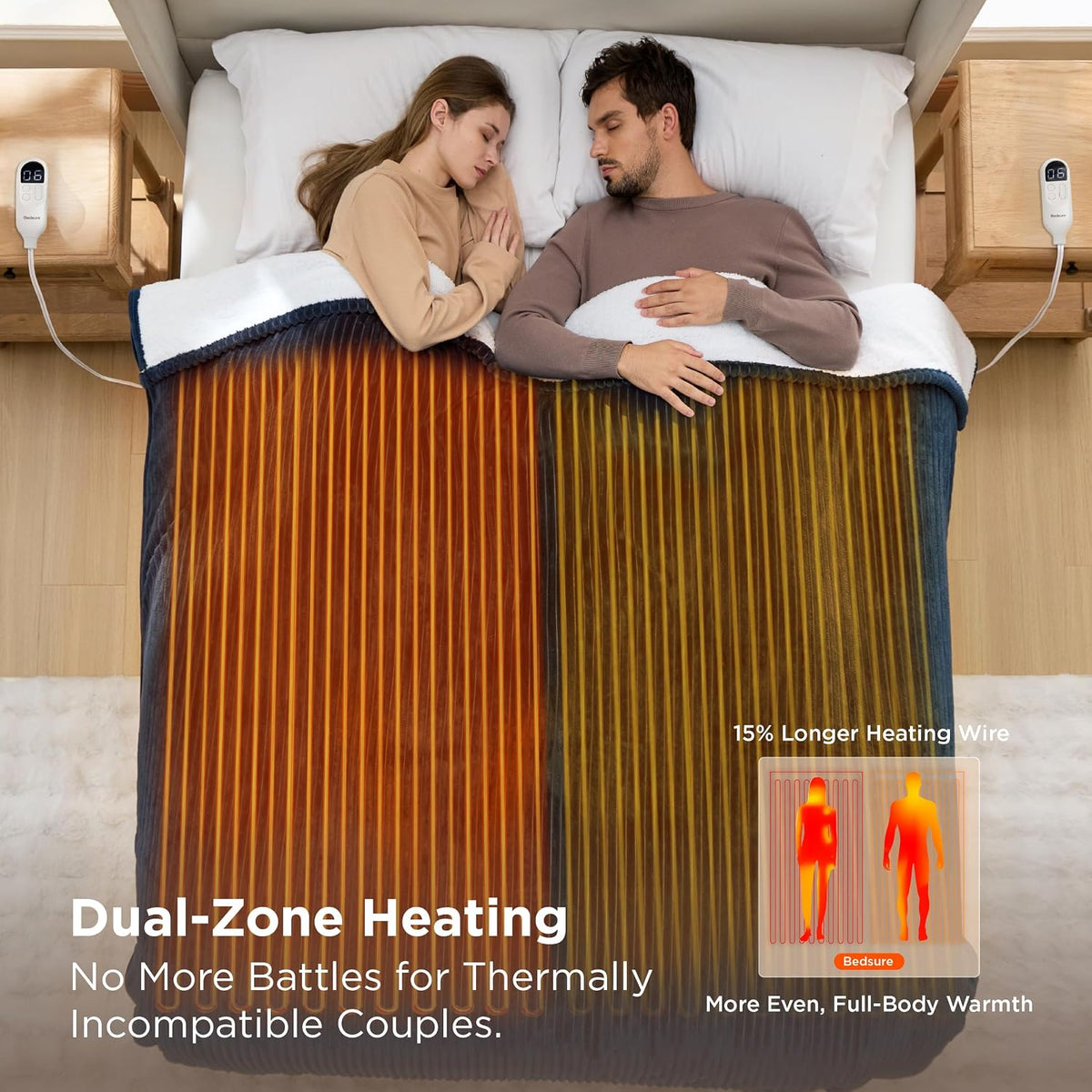 Bedsure GentleSoft Heated Blanket Throw - Soft Ribbed Flannel Electric Blanket, Gifts for Grandma (50x60 inches, Grey)