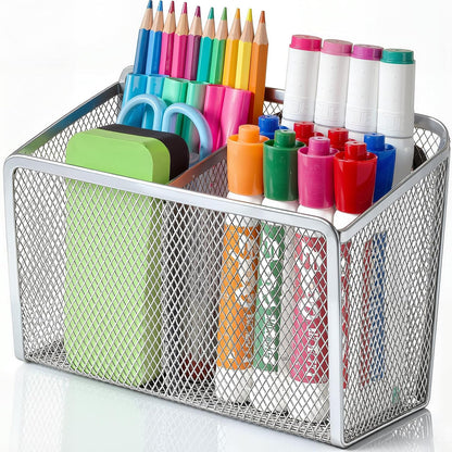 BEYGORM Magnetic Dry Erase Marker Holder for Whiteboard, Locker Organizer | Mesh Non-slip Pen & Pencil Holder for Refrigerator, Basket for Classroom, School &Office (Black, 1-Pack)