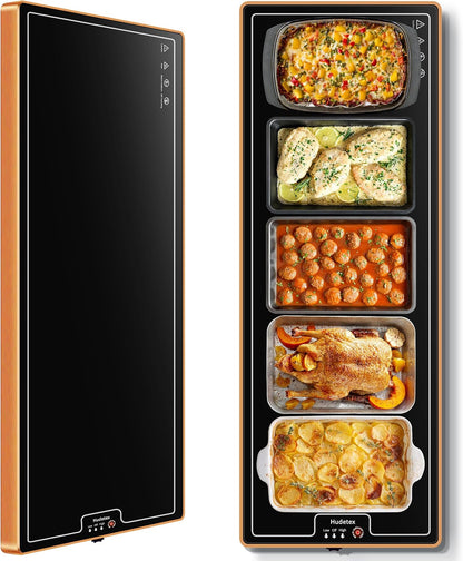 Warming Mat for Food,Extra Long 40"x12",Tempered Glass Warming Tray, Black | Keep Food Warm,Electric Food Warmers for Parties Buffet & Daily Use,Build-in Thermostat,Temperature Control,Full Surface Warm
