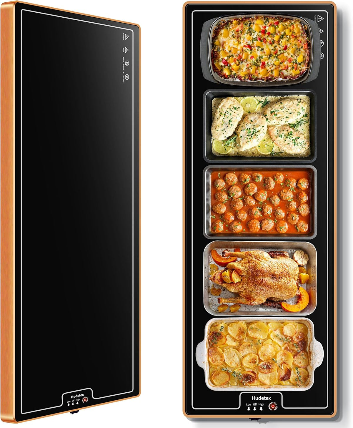 Warming Mat for Food,Extra Long 40"x12",Tempered Glass Warming Tray, Black