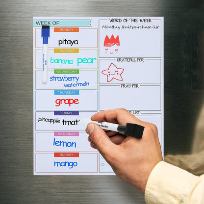 Mr. Pen- Magnetic Weekly Dry Erase Planner for Fridge, 12x15 Inches | Dry Erase Whiteboard Fridge Calendar with 4 Markers & Large Writing Space for Schedules, Chores