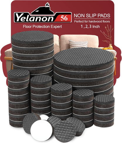 Non Slip Furniture Pads -56 pcs（1+2）” Furniture Grippers, Non Skid Furniture Legs,Self Adhesive Rubber Furniture Feet, Anti Slide Furniture Hardwood Floor Protector for Keep Couch Stoppers