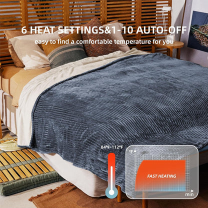 Heated Blanket 50x60”, 3 Hours Auto-Off Electric Blanket, Grey