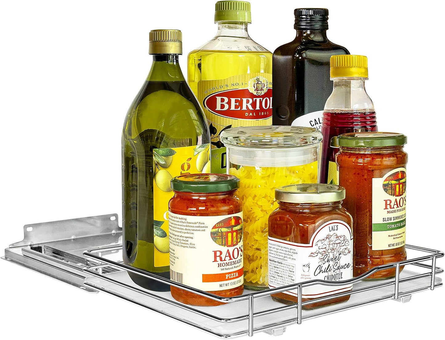 LYNK PROFESSIONAL® Pull Out Spice Organization for Cabinets - 4-3/8 inch Wide – Spice Rack for Inside Cabinets, Slide Out Spice Rack Organizer for cabinet – Pull Out Spice Rack, Sliding 2 Tier Chrome