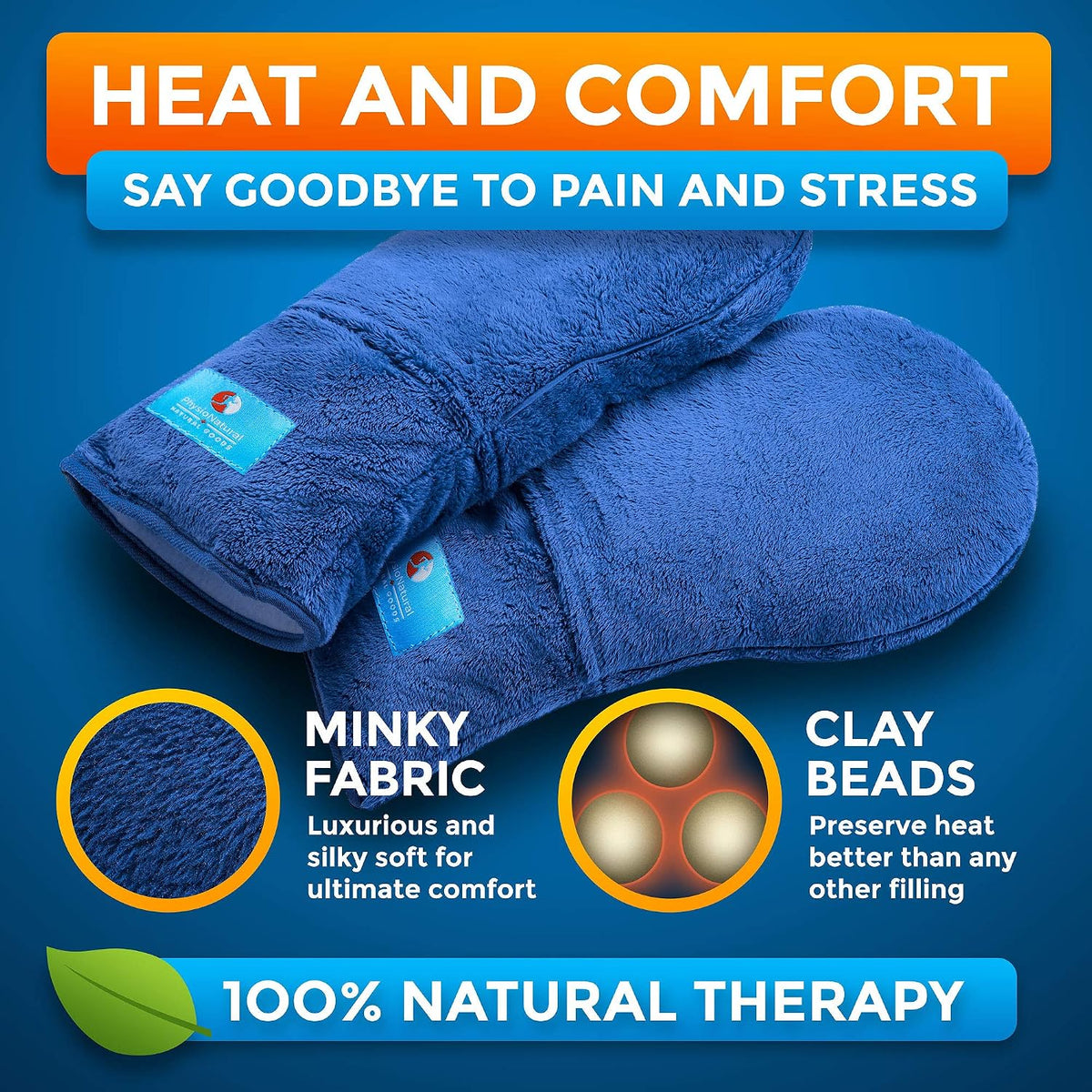 Microwavable Therapy Mittens with Flaxseed – Moist Heat Therapy Relief for Hands and Fingers in Cases of Stiff Joints, Trigger Finger, Inflammation, Raynaud's, Carpal Tunnel – Natural Unscented Gloves