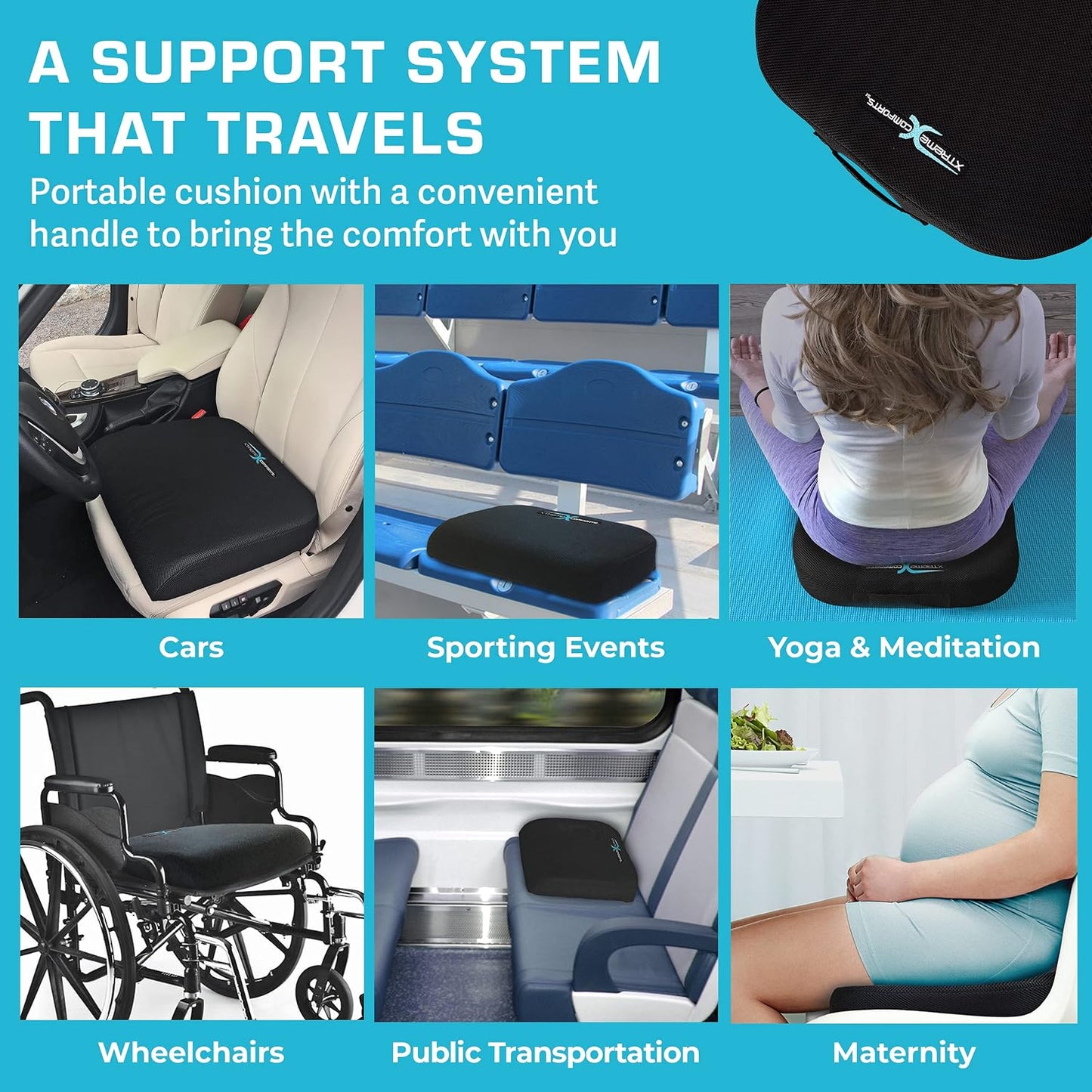 Xtreme Comforts Seat Cushion, Tailbone Relaxer - Coccyx Cushion for Tailbone Pain Desk, Wheelchair & Car Use - Back Support Pillow for Chair
