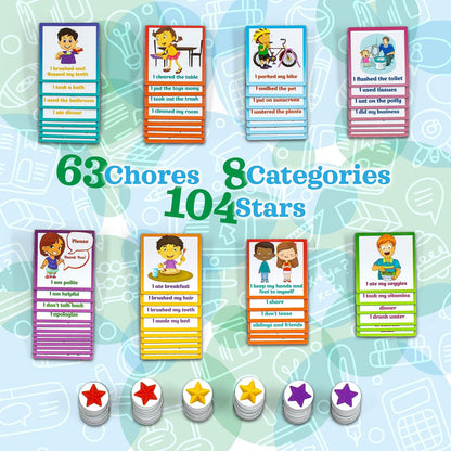 Behavior Reward Chart System - Pad with 26 Chore Charts for Kids, 2800 Stickers to Motivate Responsibility & Good Habits