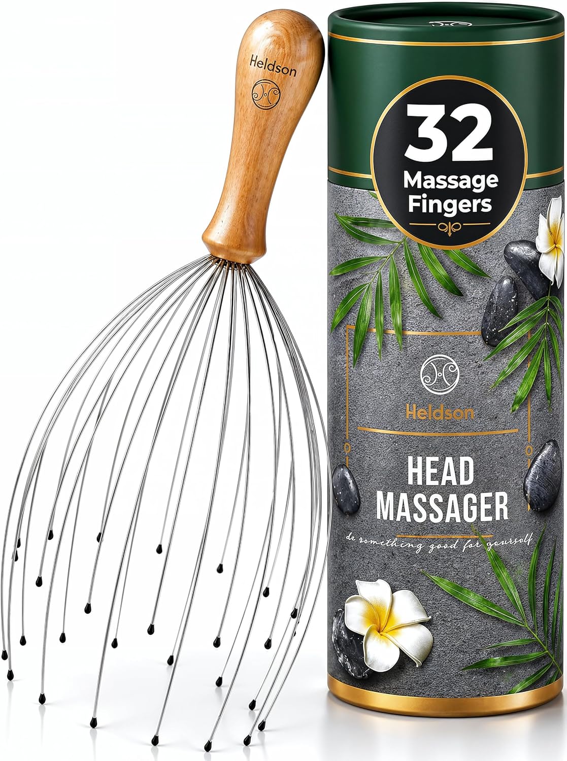 HELDSON Wire Head Massager 32 Fingers – Scalp Head Scratcher Whisk Tool