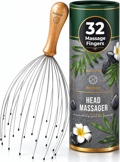 HELDSON Wire Head Massager 32 Fingers – Scalp Head Scratcher Whisk Tool
