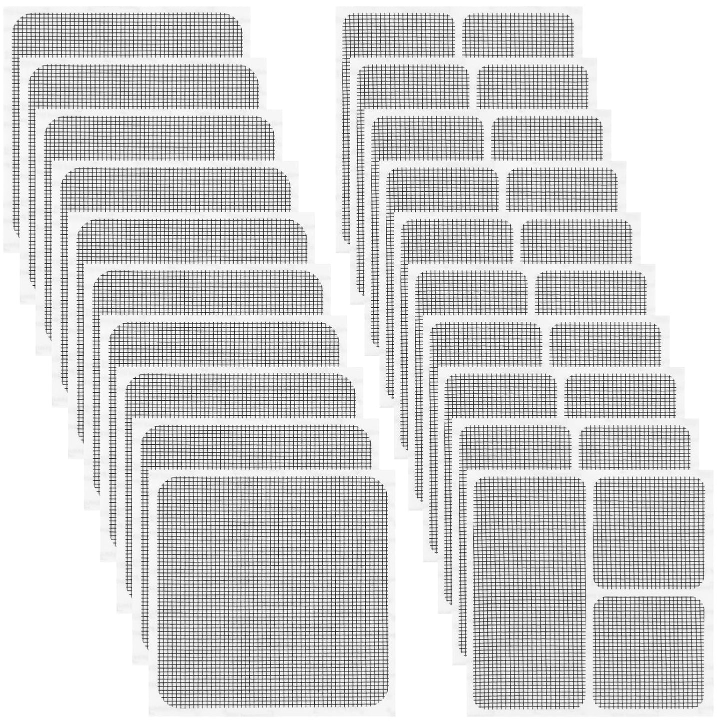 20 Sheets Window Screen Patches Repair Kit, Black 3 Sizes Window Screen Repair Kit for Mesh Screens Door, Window Drain Holes, Self-Adhesive Fiberglass Quick Screen Repair Tape