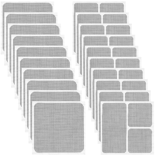 20 Sheets Window Screen Patches Repair Kit, Black 3 Sizes Window Screen Repair Kit for Mesh Screens Door, Window Drain Holes, Self-Adhesive Fiberglass Quick Screen Repair Tape
