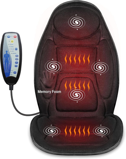 Snailax Back Massager with Heat, Vibration Massage Chair Pad, Seat Cushion | 10 Motors, 5 Modes, 3 Intensities, 2 Heat Settings, 3 Heating Areas, 30/60/90-Min Timer, Foldable, Carry Bag, 2026 Upgraded