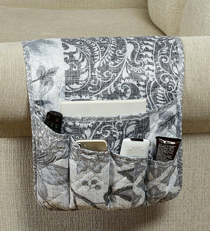 Brilliant Sunshine Burgundy Toile Floral Couch Armrest Cover, 35"×13" | Washable Magazine Holder, Armrest Organizer & Caddy on Sofa, Recliner, Armchair, Storage for Remote Controls, Phone, iPad