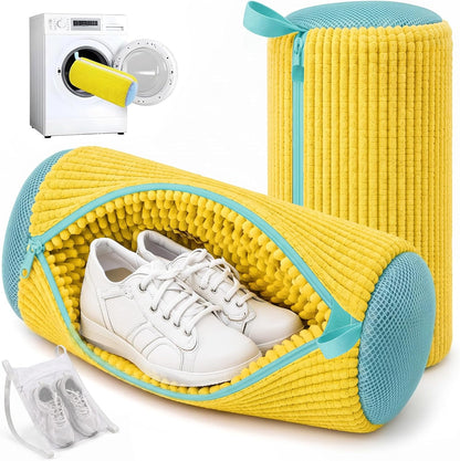 Shoe Washing Machine Bag 3PCS – Laundry Shoes Bag for Washer & Dryer | Reusable Shoe Cleaning Bag, 360° Deep Microfiber Clean,Self-Locking Zipper