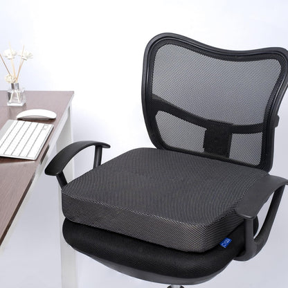 Ifoam Gel Infused Memory Foam Layer Wheelchair Cushion - Seat Cushion for Wheelchair-OfficeChair, Kitchen Chair-Pressure Sore and Tailbone Pain Relief-High Dense Polyfoam Base (Black,18x16x3 inch)
