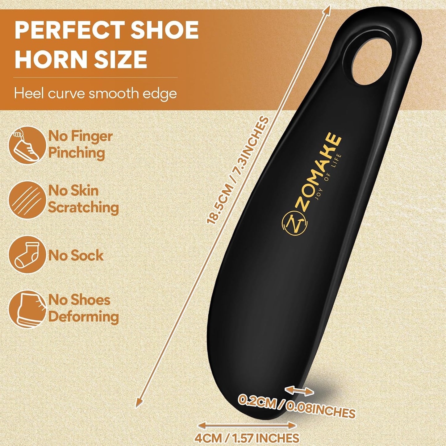 ZOMAKE Plastic Shoe Horn for Kids Men Women,Travel Small ShoeHorn Size,Portable Shoe Spoon Boot Horn Helper 7.3"
