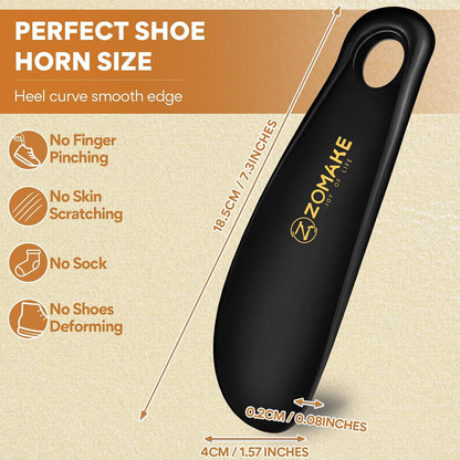 ZOMAKE Plastic Shoe Horn for Kids Men Women,Travel Small ShoeHorn Size,Portable Shoe Spoon Boot Horn Helper 7.3"