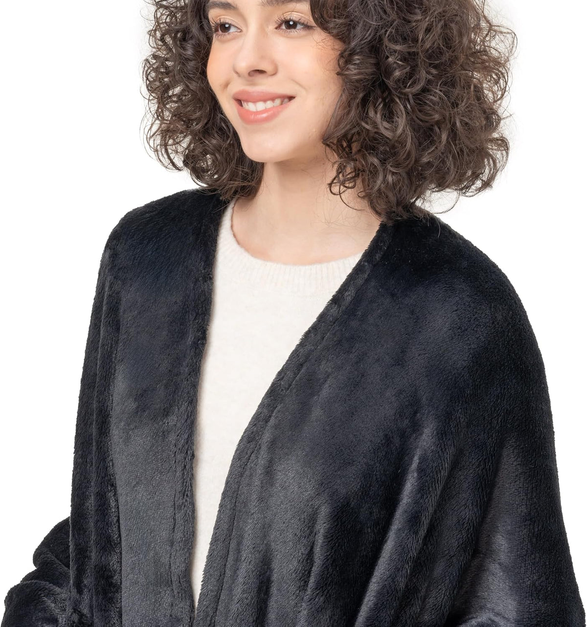 Berkshire Blanket Primalush™ Wearable Blanket, Cozy Loungewear Pocketed Plush Cape Wrap for Adults & Teens(Purple, One Size 58"X64")