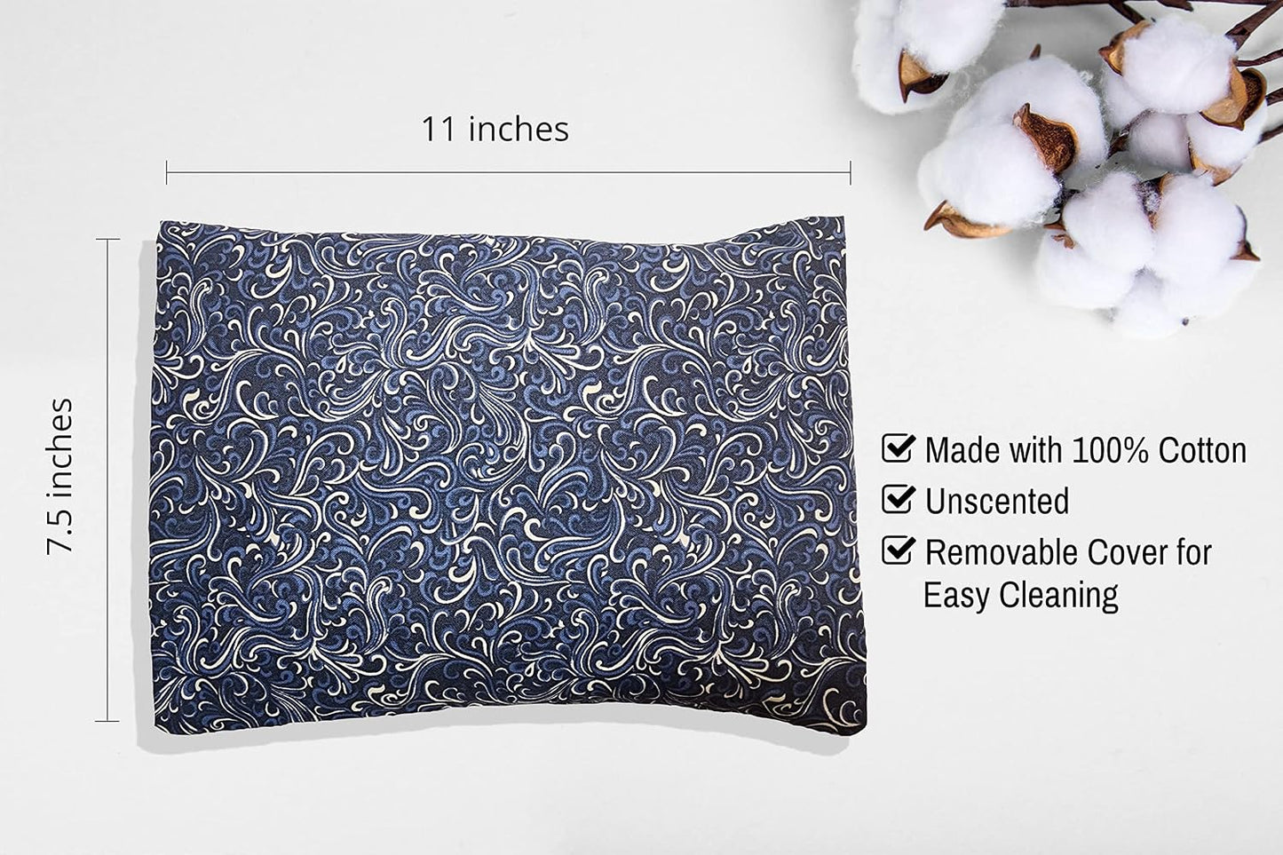 Microwavable Corn Filled Heating Pad and Cold Pack/Washable 100% Cotton Cover (Cross Hatch - Mint, 7.5in W x 11in L)