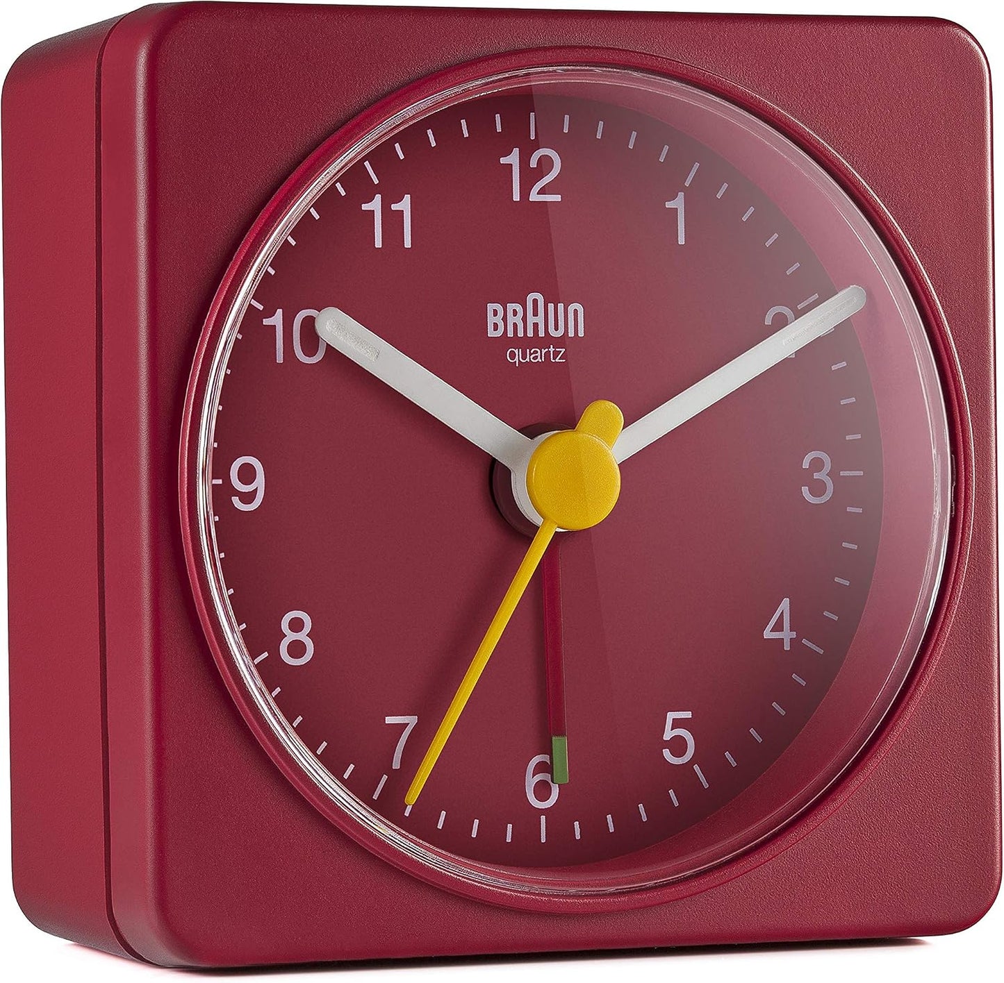 Braun Classic Travel Analogue Alarm Clock with Snooze and Light, Compact Size, Quiet Quartz Movement, Crescendo Beep Alarm in Black and White, Model BC02XBW.
