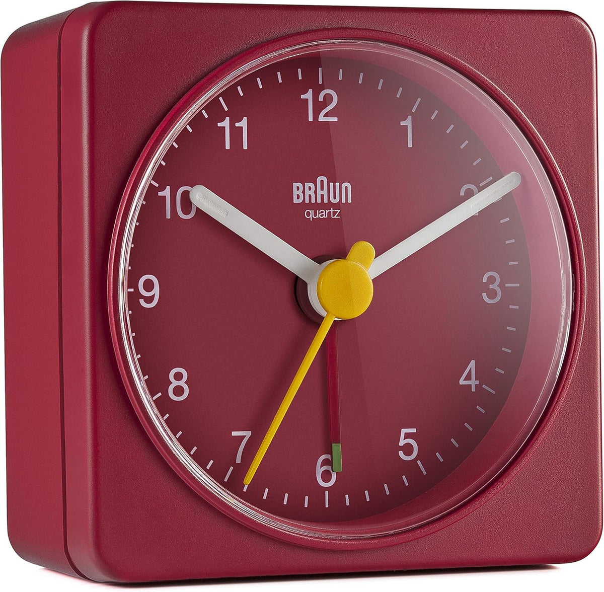 Braun Classic Travel Analogue Alarm Clock with Snooze and Light, Compact Size, Quiet Quartz Movement, Crescendo Beep Alarm in Black and White, Model BC02XBW.