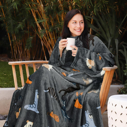 Catalonia Wearable Blanket with Sleeves for Women & Men, Fleece Wrap Throw | Cozy Sleeve Design for Hands-Free Comfort, Perfect for Reading, TV Time & Relaxing, Christmas & Birthday Gift