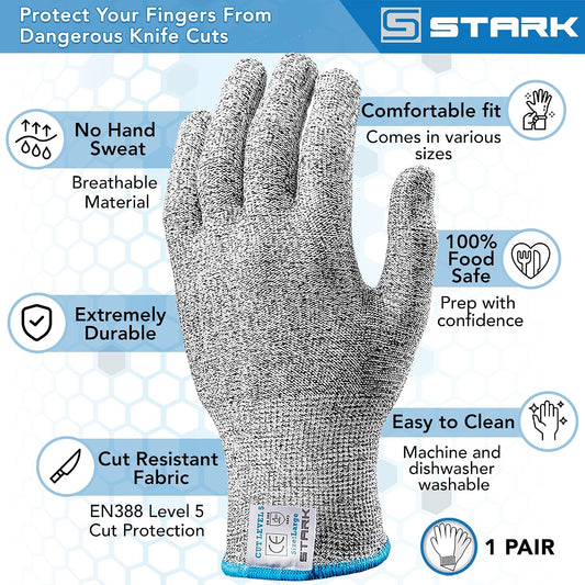 Cut Resistant Gloves, Level 5 Protection, Kitchen Cut Gloves for Meat, Shucking, Fillet, Mandolin Slicing, Carving, 1 Pair, Large