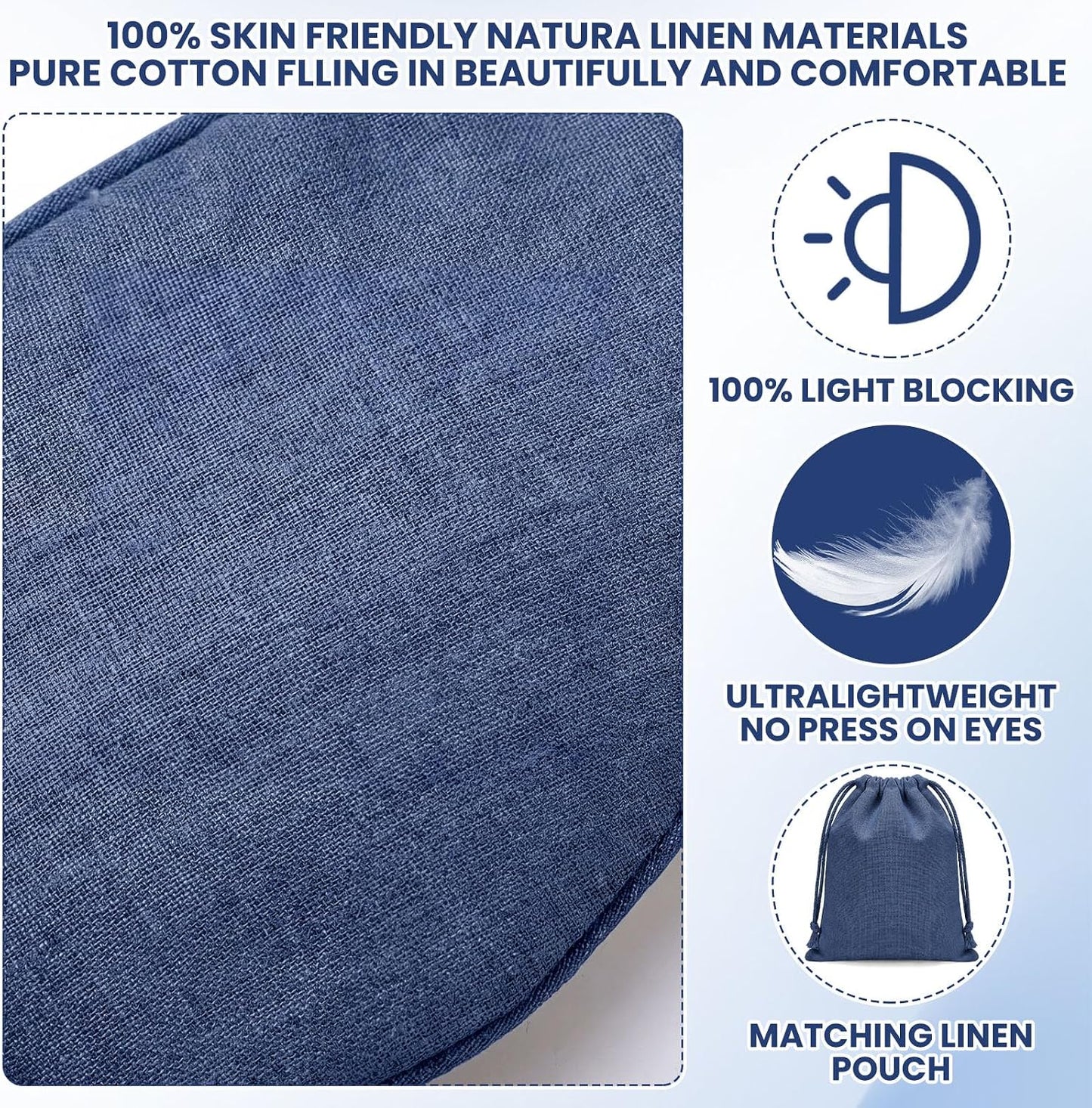2 Set Pure Linen Sleep Mask Organic Cotton Eye Cover Gift,Linen