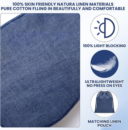 2 Set Pure Linen Sleep Mask Organic Cotton Eye Cover Gift,Linen