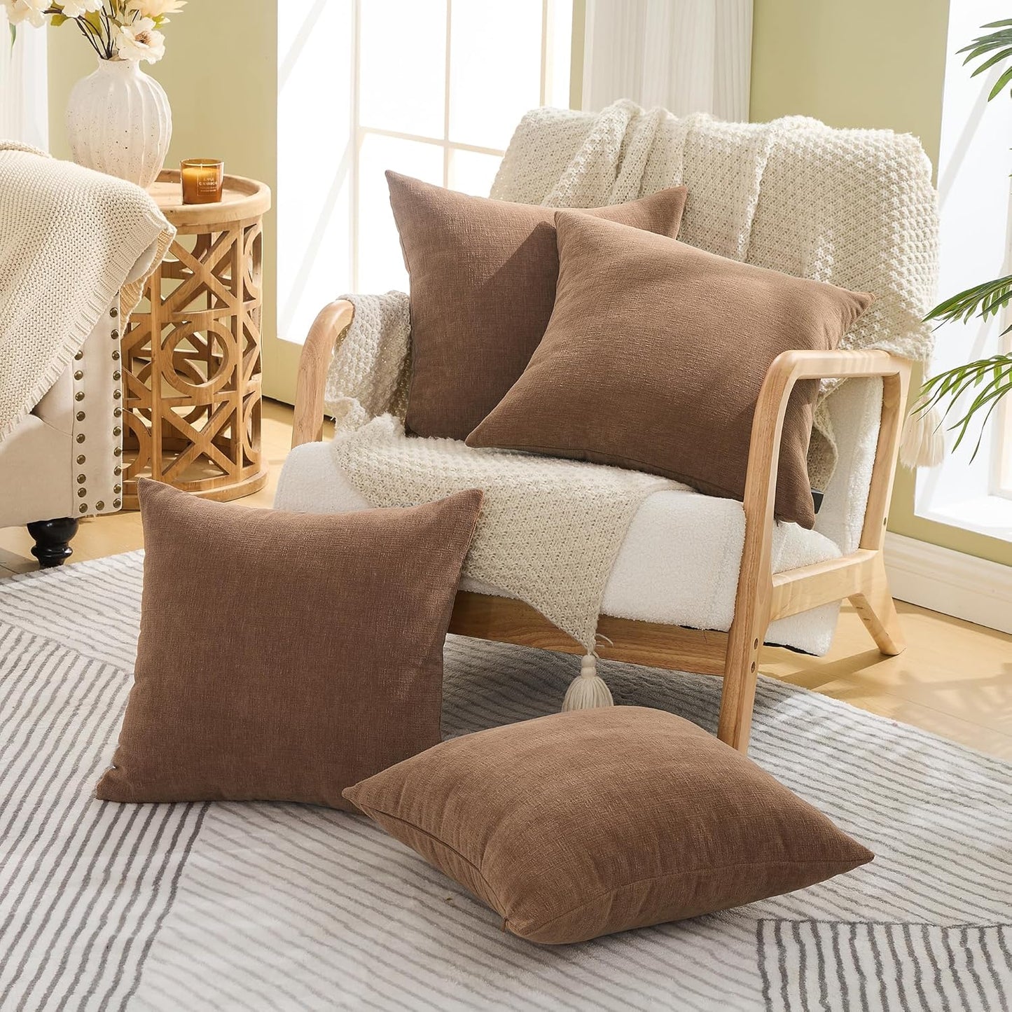 GAWAMAY Lumbar Support Pillow Decorative Rectangle Throw Pillow Covers 12"x20" Inch Set of 2, Soft Chenille Fall Pillowcase for Living Room Bedroom Sofa Couch Cushion Cover Grey 30x50cm (No Insert)