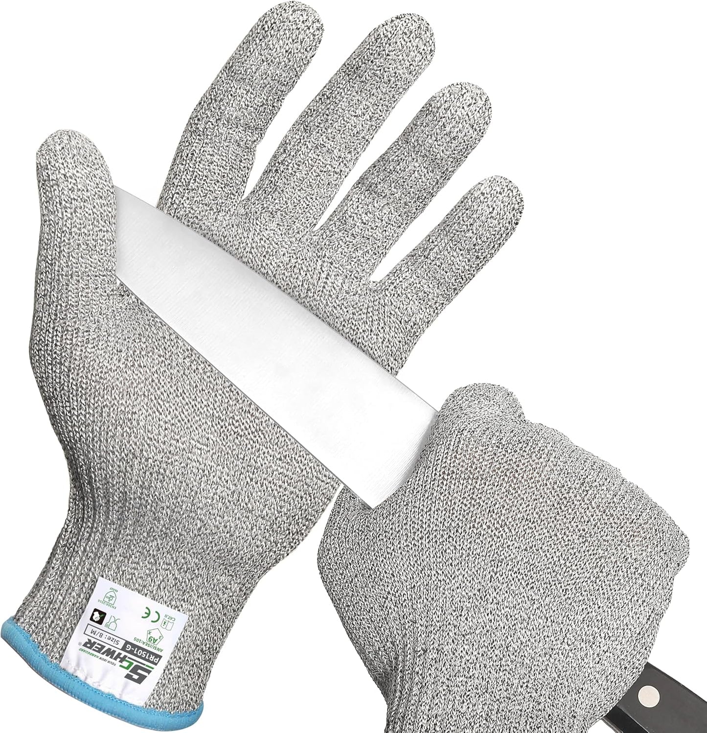 Schwer SlicePro ANSI Cut Resistant Gloves, Food Grade Cutting Glove for Kitchen Food Prep, Mandoline Gloves for Meat Cutting, Oyster Shucking, Fish Fillet Processing, PR1501-G, L | Non PFAS, No Glass Fiber, for Kitchen Food Prep, Mandolin Slicing, Meat
