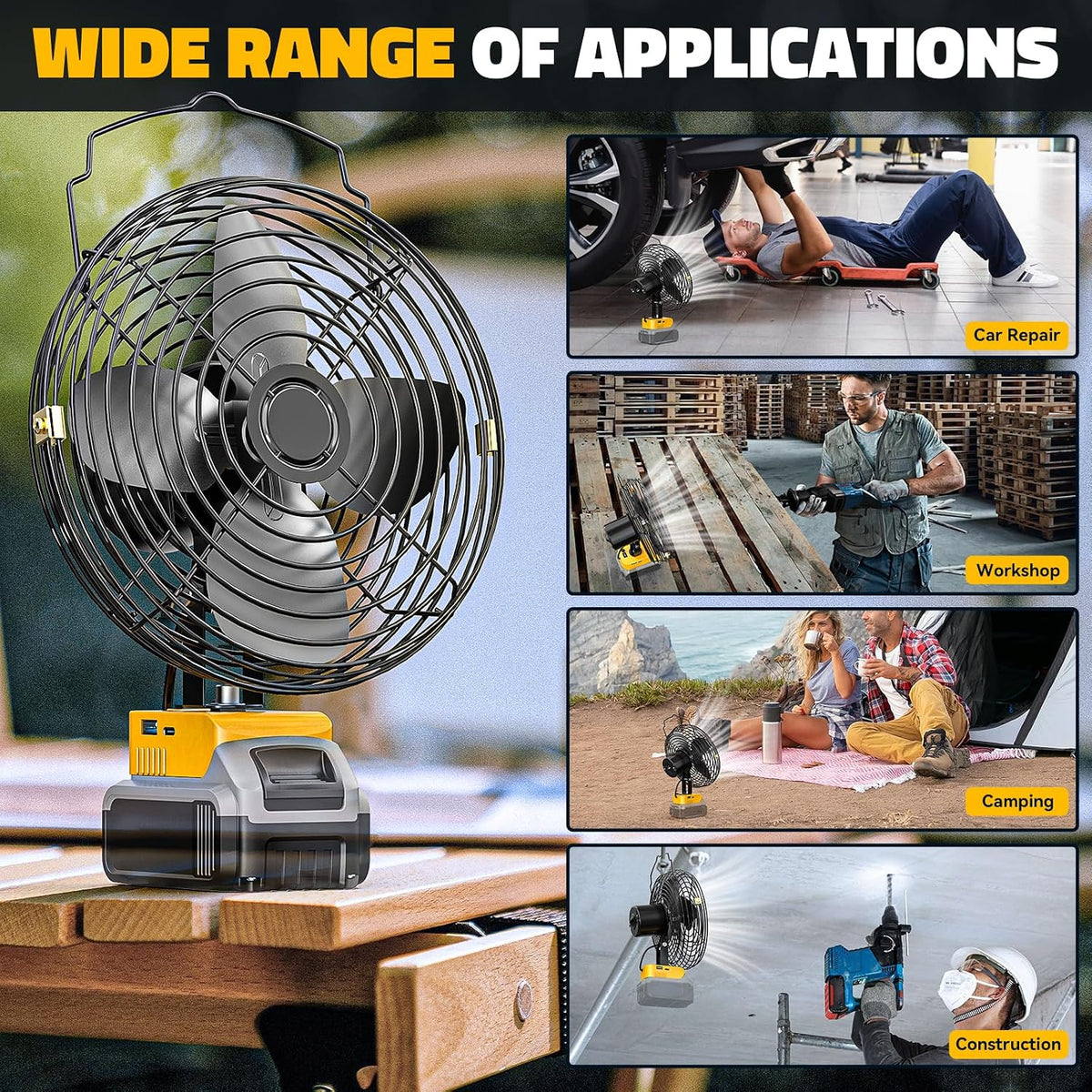 Ecarke 4" Clip Fan Compatible with Milwaukee 18V Battery (Tool Only) 3-Speed Cordless Clip-On Fan with 360° Rotation Low Noise Portable Desk Fan for Camping Jobsite Tent Fishing Outdoor