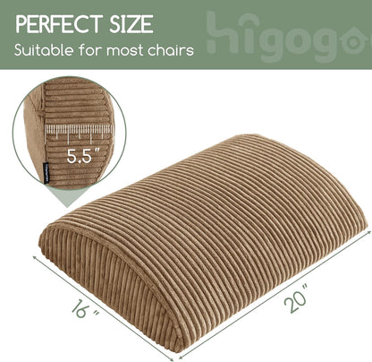 HIGOGOGO Lumbar Support Pillow for Recliner Chair/Accent Chair/Couch, Memory Foam Back Support Cushion for Elderly, Recliner Cushions for Back Rest, Pain Relief, Reading, Washable Cover, Brown