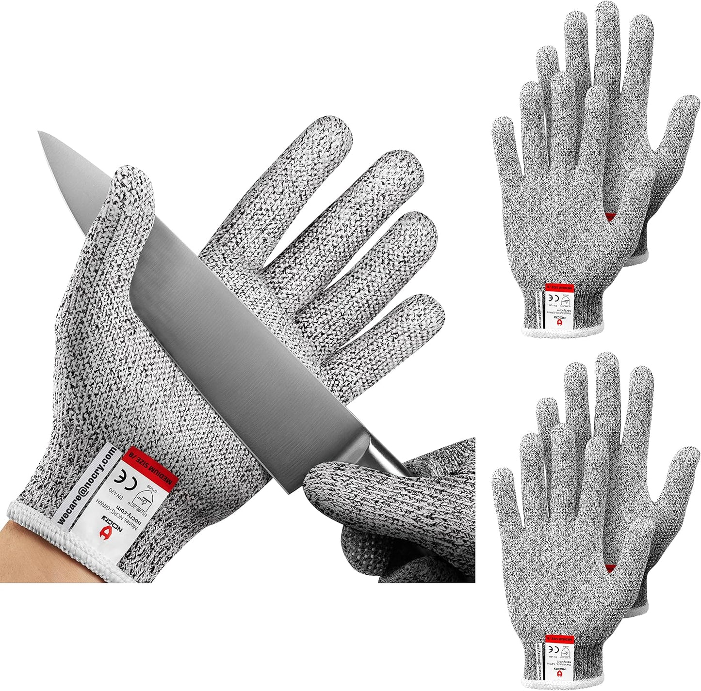 NoCry Cut Resistant Gloves With Grip Microdots — Food Grade Cutting Glove | Cut Proof Kitchen Gloves, Mandoline and Food Prep Safety, Great For Woodworking, Ambidextrous, Breathable, Machine Washable