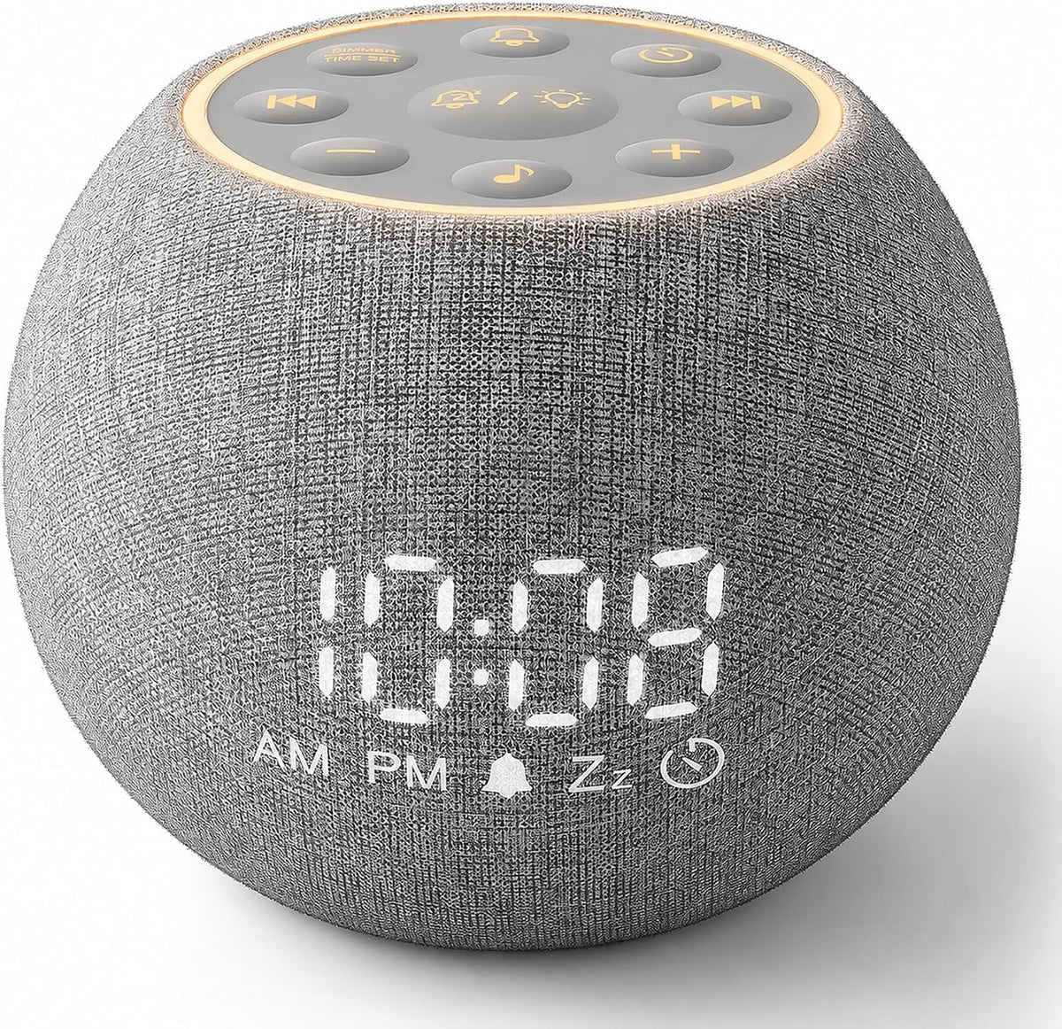 Zarler Sound Machine Alarm Clocks for Bedrooms, White Noise Machine 25 Soothing Sounds for Light Sleepers, 7 Gentle Alarms for Wake Up, 0-100% Dimmable Display, Warm Night Light, 4H Auto-Off Timer