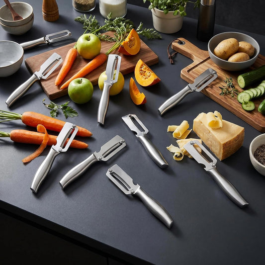 2-Pack Stainless Steel Vegetable Peeler Set - Zero Flex Professional Peelers, Commercial Grade Fruit & Vegetable Peelers for Kitchen, Dishwasher Safe, Rust Resistant
