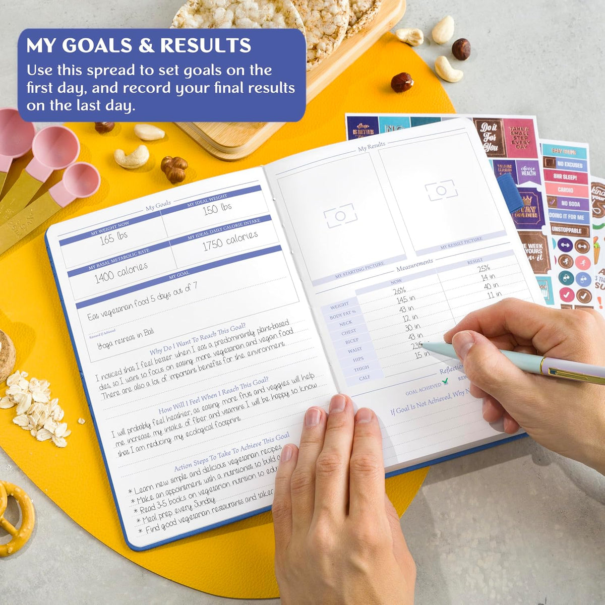 Legend Food Journal, Weight Loss & Meal Tracking Diary 5.8x8.3 Hot Pink