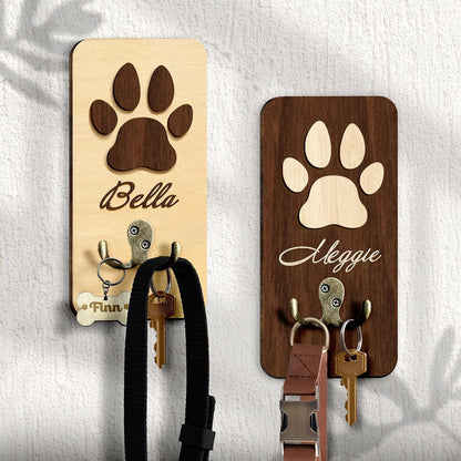Dog Leash Holder Wall Mount, Pet Harness Hanger with Scrabble Letters, Dog Collar Organizer for Entryway, Memorial Cat Leash Holder for Wall, Pet Loss Gifts, Keepsake, Home Decor PF212-NAT