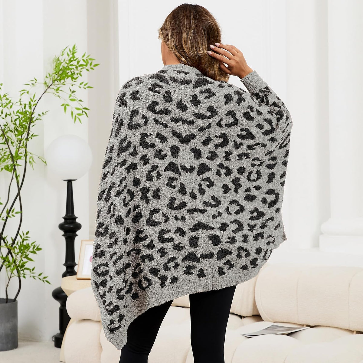 Wearable Blanket Sherpa Poncho Unique Office Work Warm Cozy Shawl TV Throw Blankets, Plush Cape Wrap for Adults