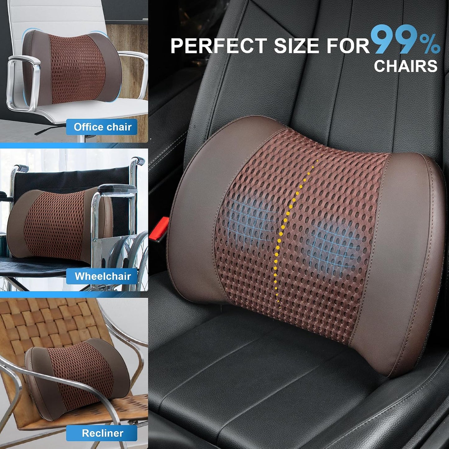 Lofty Aim Lumbar Support Pillow for Car, Car Seat Back Support for Driving | Memory Foam Car Lumbar Support for Driving Seat, Car Back Cushion, Adjustable Straps, Lower Back Pillow, Office Chairs, Black