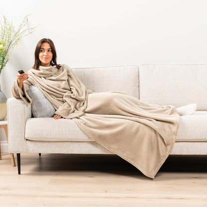 PAVILIA Blanket with Sleeves for Adult Women Men, Soft Warm Wearable Blanket Fleece Wrap Throw, Robe Blanket Gift