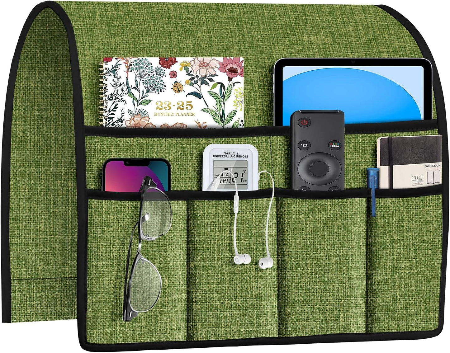Joywell Remote Caddy Couch Remote Control Holder for Recliner Sofa Armrest Organizer Non Slip Arm Chair Caddie with 6 Pocket Storage for Magazine, Tablet, Phone, iPad, Black