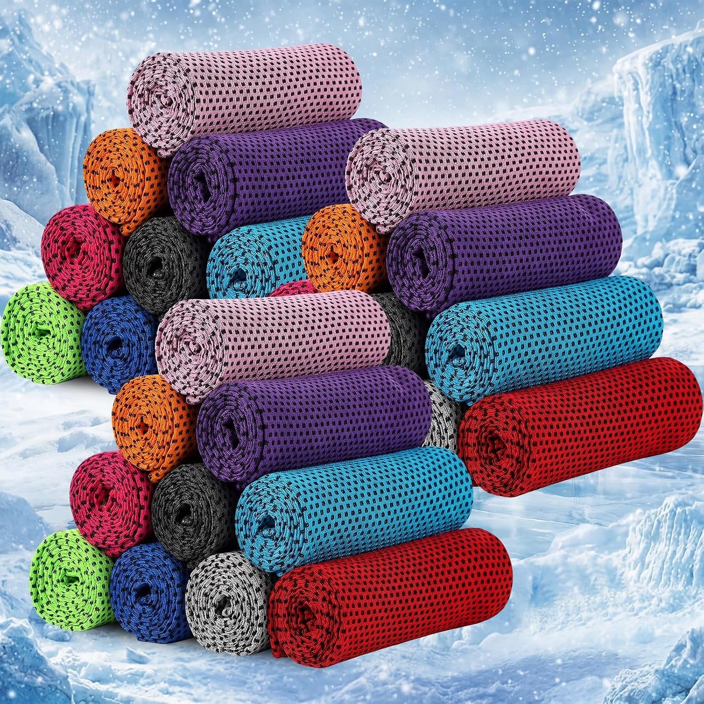 BBTO Cooling Towel Microfiber Ice Cool Cold Sport Face and Neck Soft Breathable Chilly Sweat Towel for Yoga Gym Workout Hot Weather Camping Running, 32 x 12 Inches