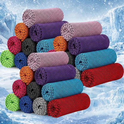 BBTO Cooling Towel Microfiber Ice Cool Cold Sport Face and Neck Soft Breathable Chilly Sweat Towel for Yoga Gym Workout Hot Weather Camping Running, 32 x 12 Inches