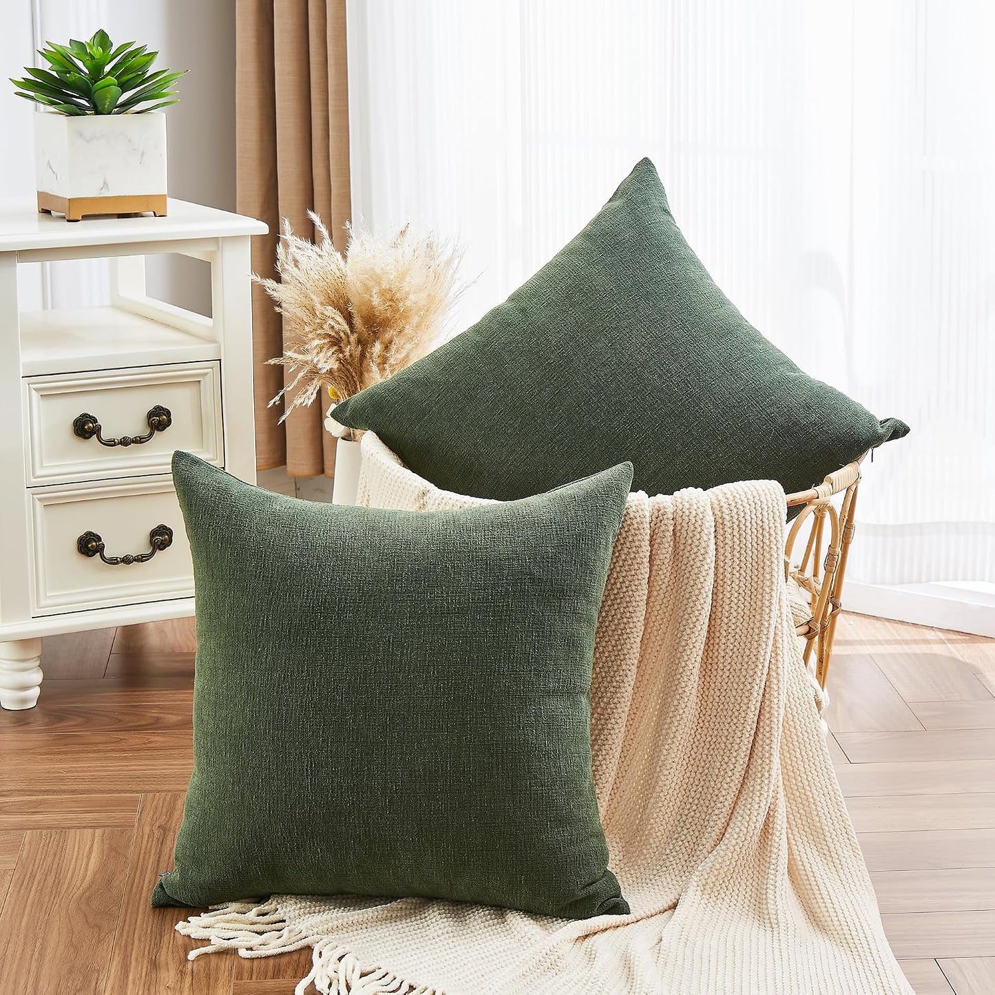 GAWAMAY Lumbar Support Pillow Decorative Rectangle Throw Pillow Covers 12"x20" Inch Set of 2, Soft Chenille Fall Pillowcase for Living Room Bedroom Sofa Couch Cushion Cover Grey 30x50cm (No Insert)