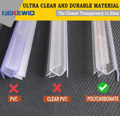 Shower Door Bottom Seal Strip 36 inches, 1/2" (12mm) Glass, 1 Pack | Frameless Shower Sweep Seal, Ultra Clear, Transparent, Polycarbonate